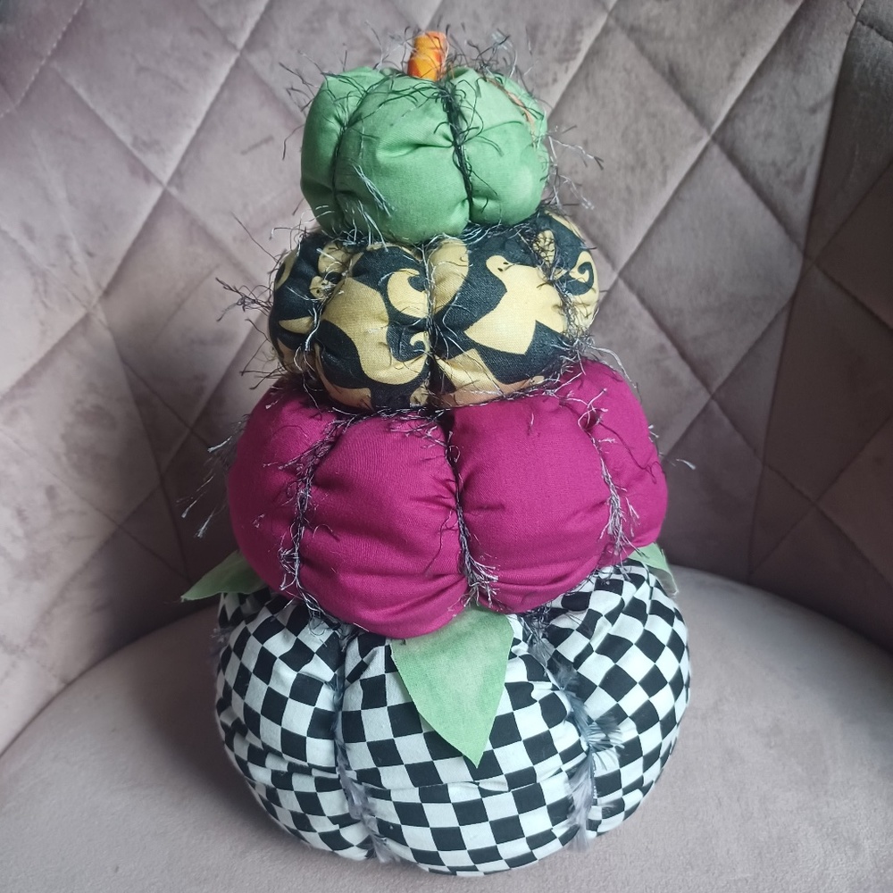 OOAK Handmade Plush Halloween Pumpkin Tower Spooky Shabby Chic